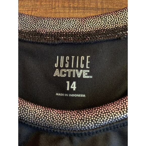 JUSTICE ACTIVE Girl’s Black/Silver STRONG Sports Bra / Size: Large 14 - Picture 3 of 8
